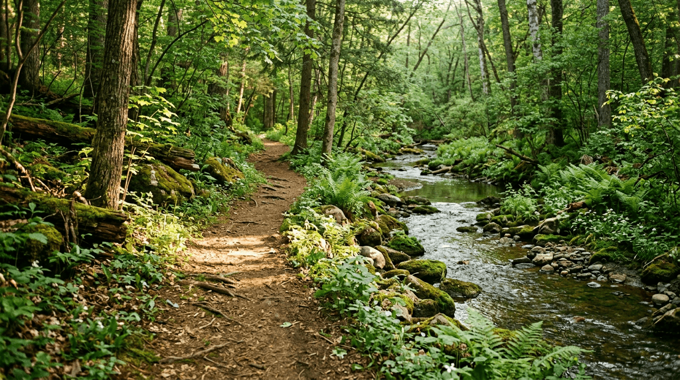 A wooded creek trail near Stillwater, Minnesota