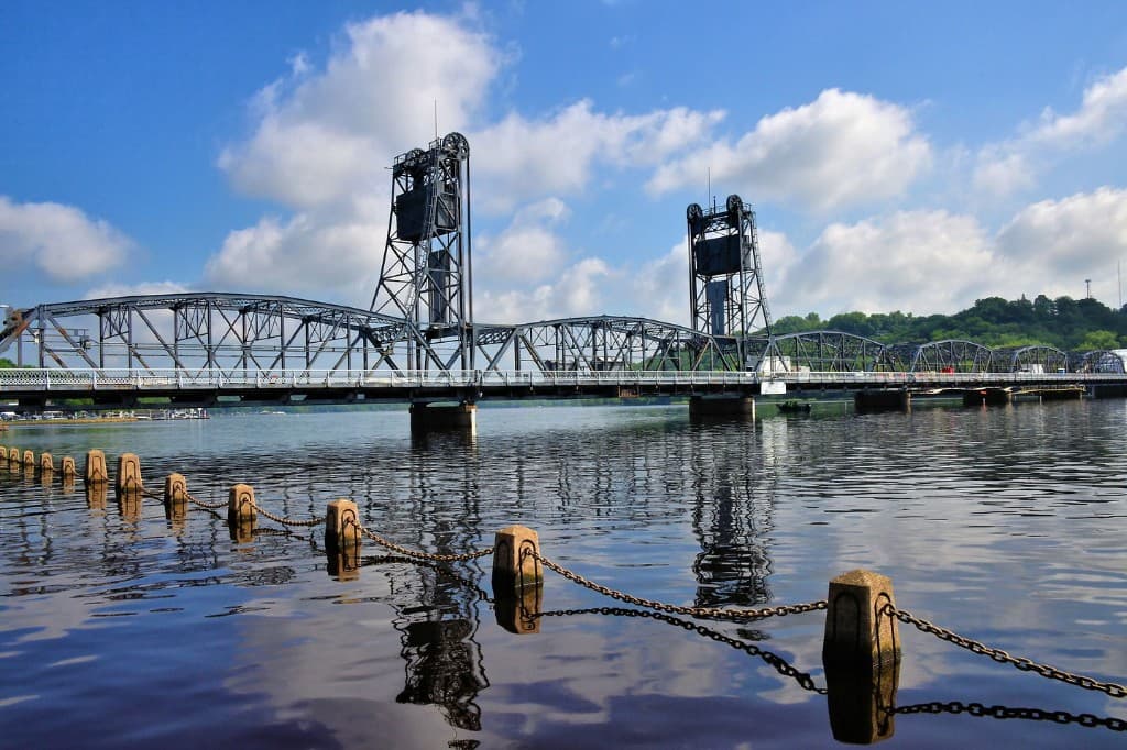 The historic Lift Bridge in Stillwater, Minnesota over the St. Croix River